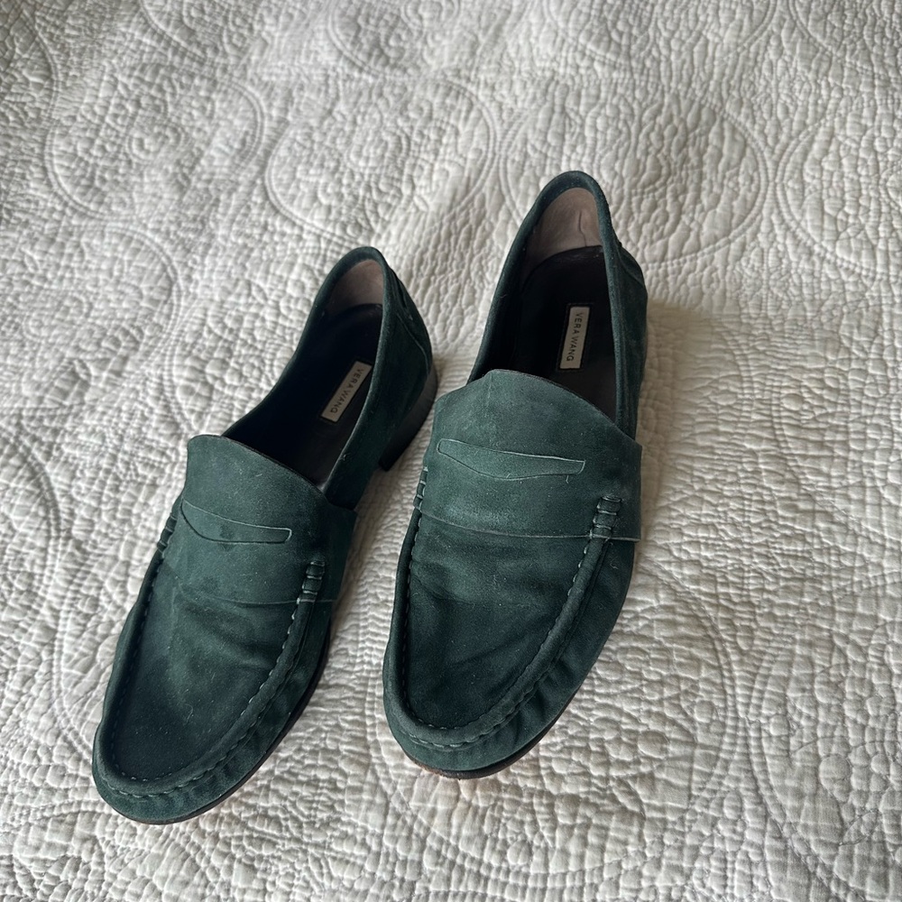 Vera Wang Green Suede Loafers
